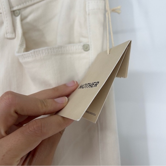 Mother The Twister Skimp Wide Leg Classic Denim Jeans in Cream Puff 28 NWT - Picture 5 of 12